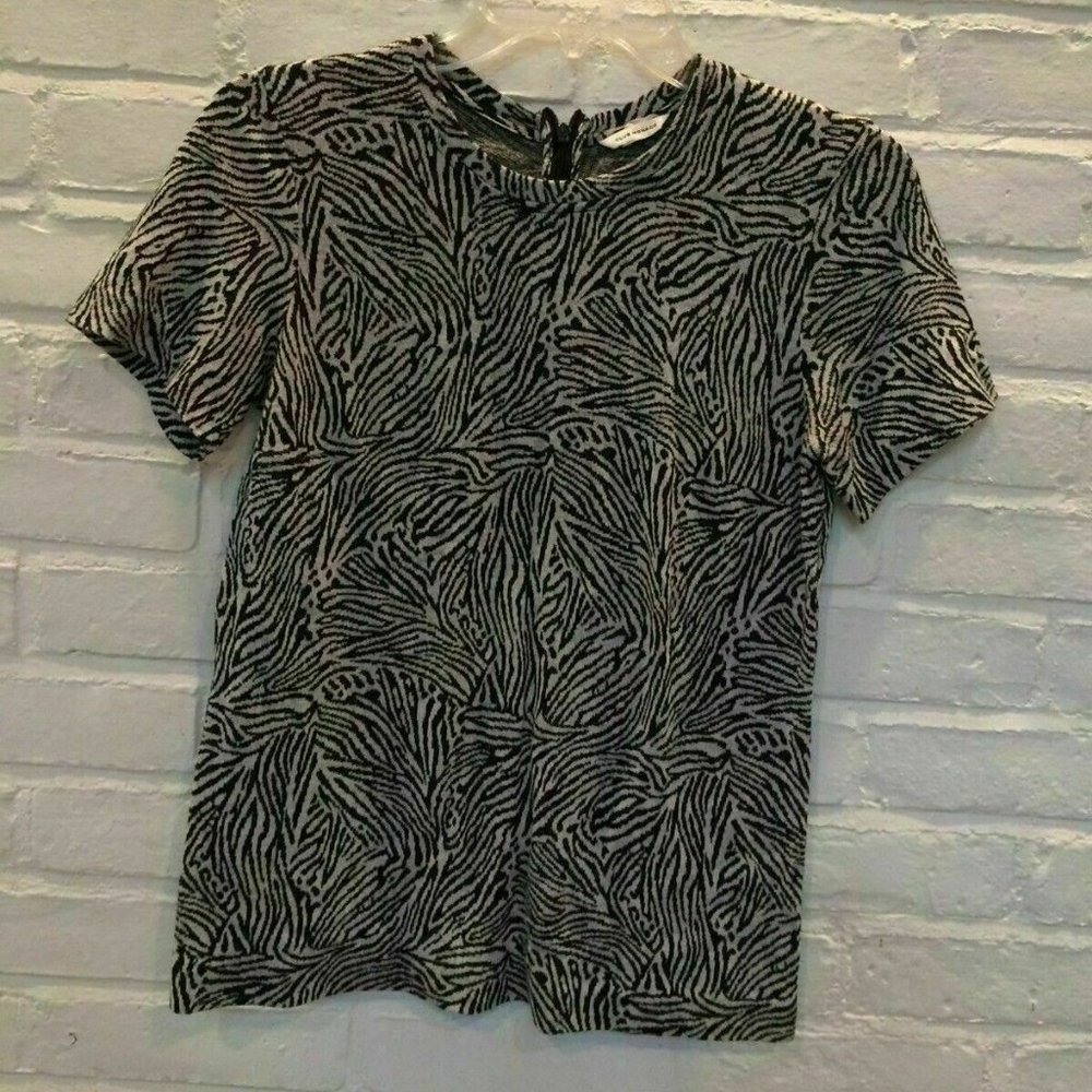 Club Monaco Zebra Animal Print Black White Shirt - Size M